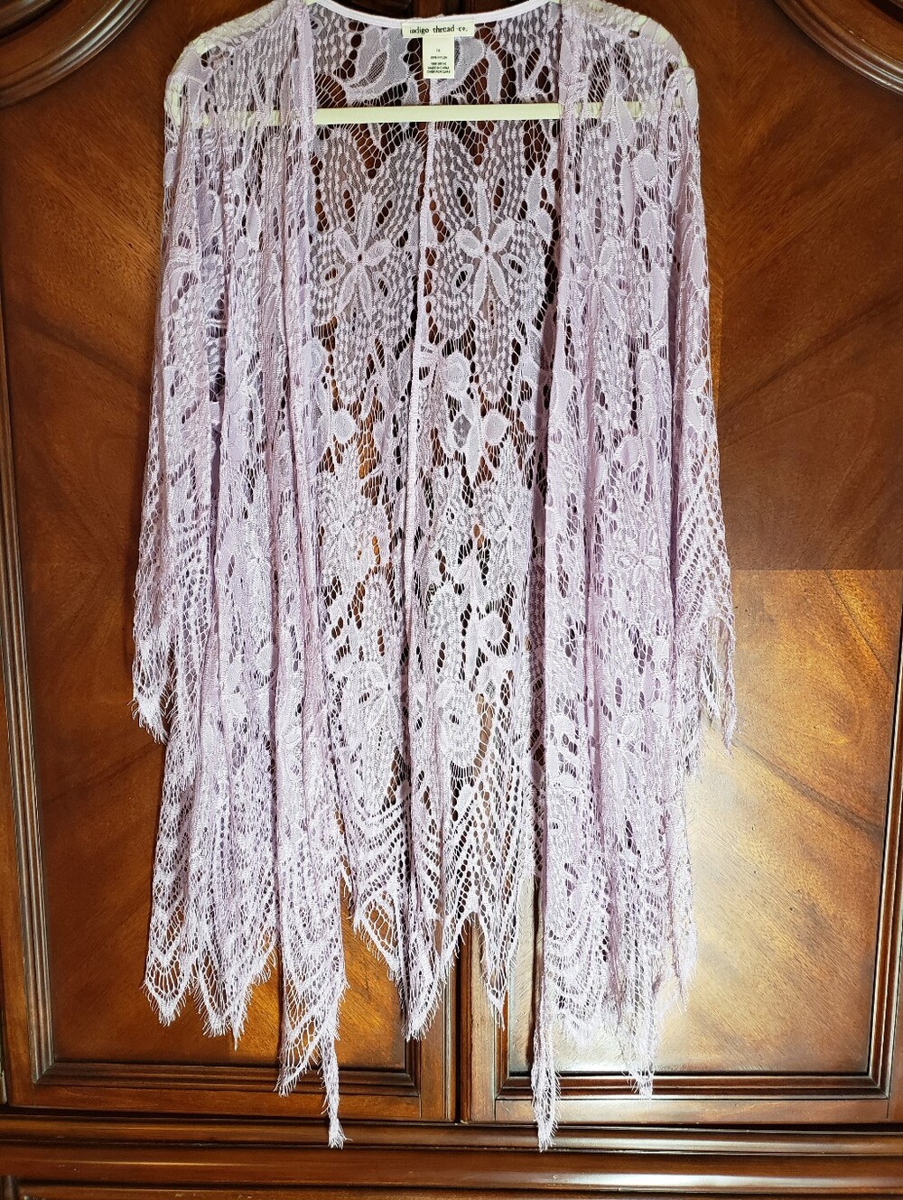 crochet lace kimono cardigan - Lilac